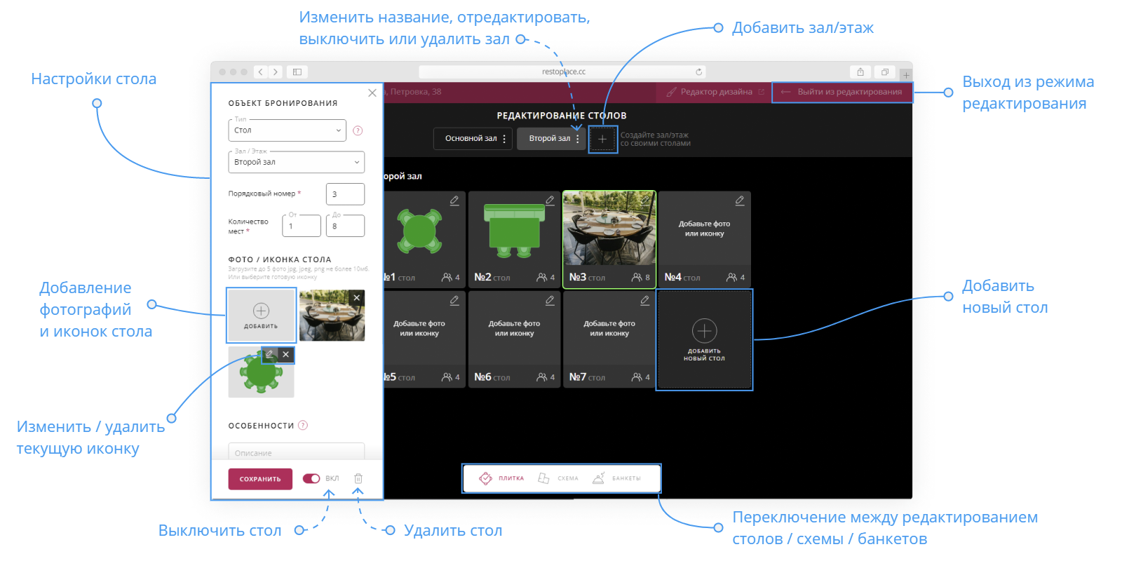 Редактор столов и залов Restoplace
