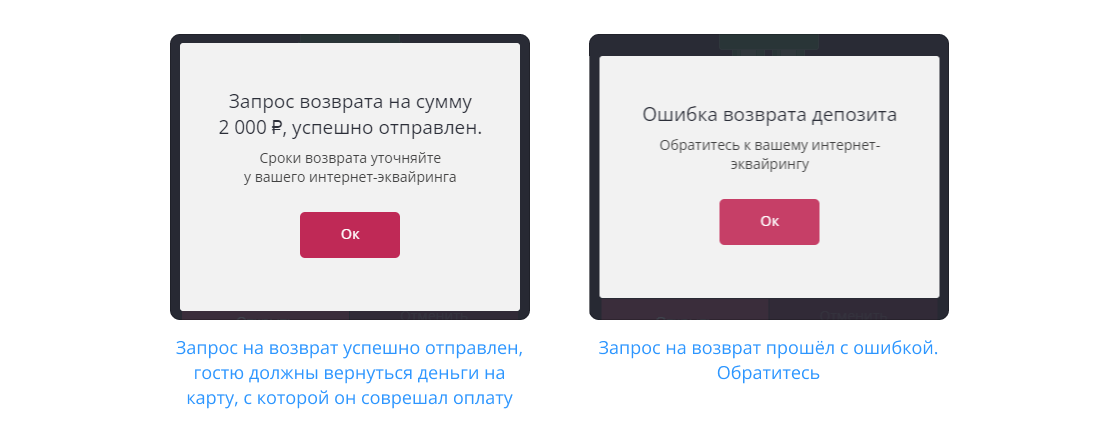 Возврат депозита при отмене резерва